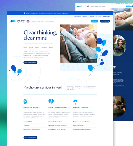 Clear Health Psychology Landing Page Design